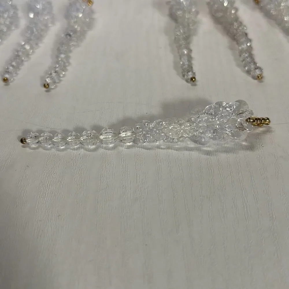 Vintage Handmade Beaded Wire‎ Christmas Twist/Drop Ornaments set of 17